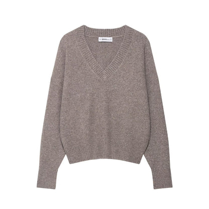 Pull femme avec décolleté en V et tricot fin Chic und Stil
