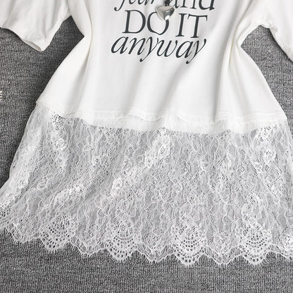 T-shirt Overlay en Dentelle Tendance Femmes Chic und Stil