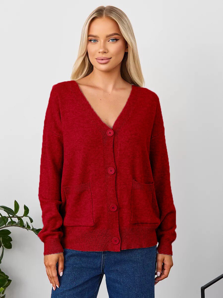 Dames cardigan douillet avec décolleté en V et poches pratiques Chic und Stil