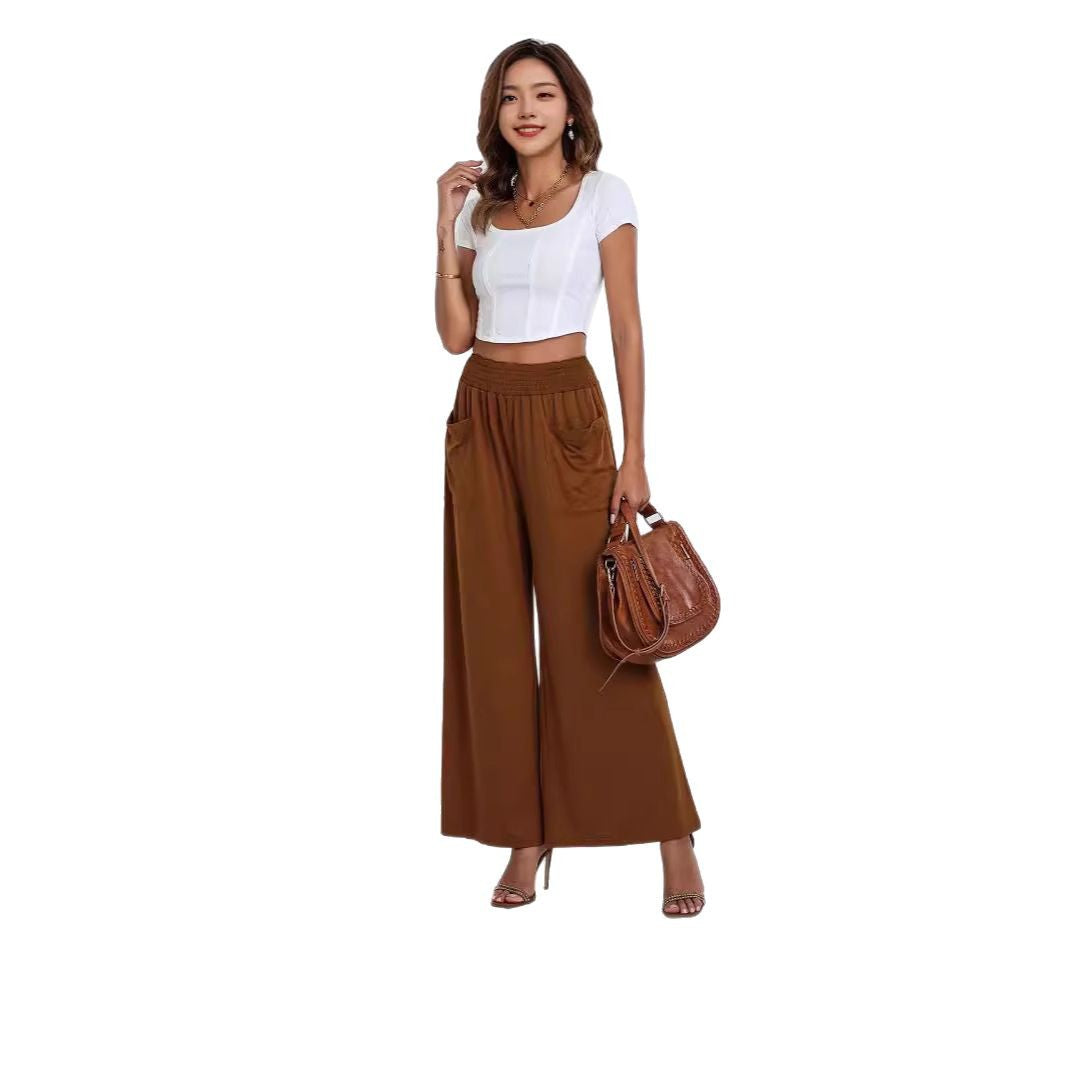 Women's Palazzo Pants with a Loose Fit, Elastic Waist and Convenient Pockets Chic and Style