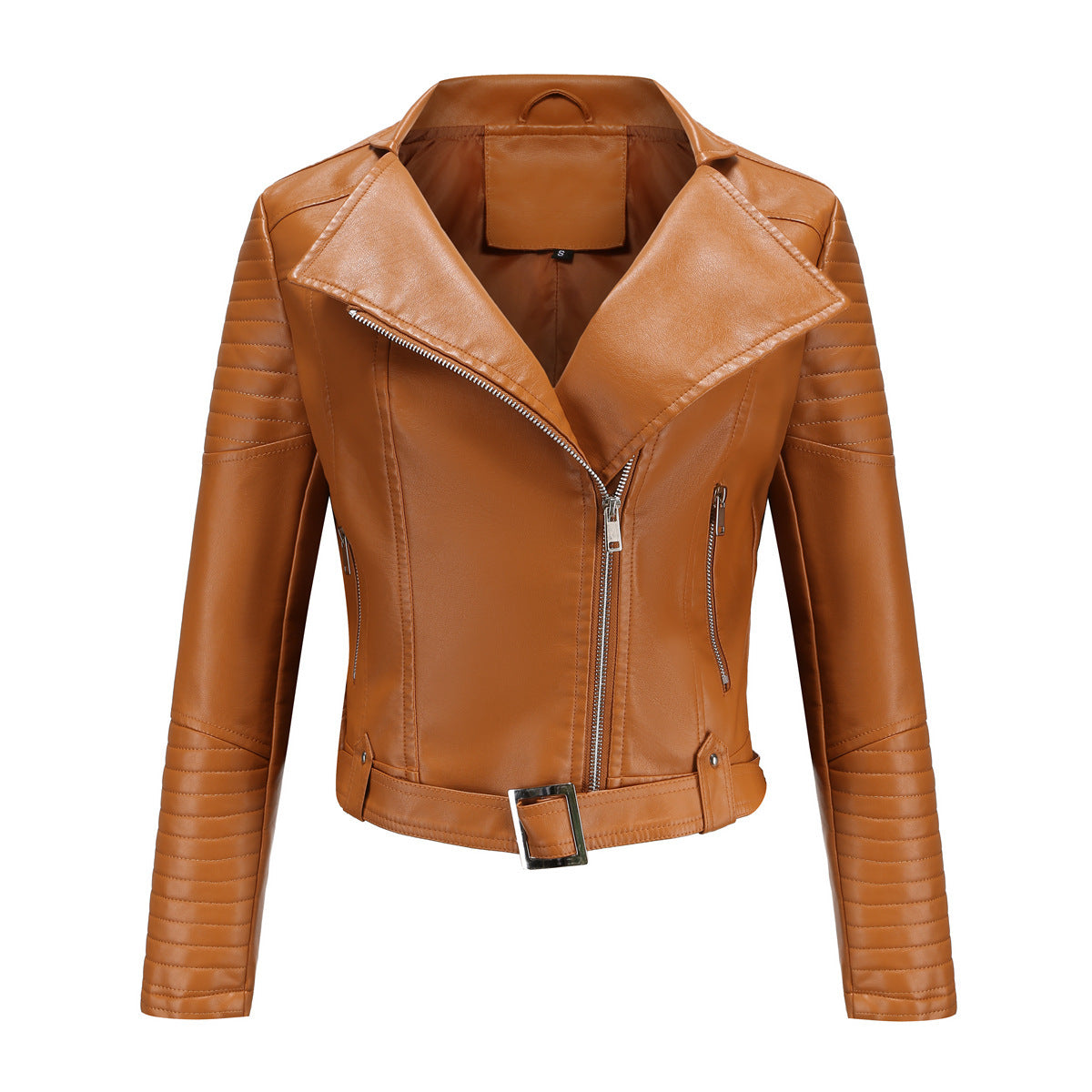 Biker jacket for women with stylish high collar and zippered pockets on the sides Chic und Stil