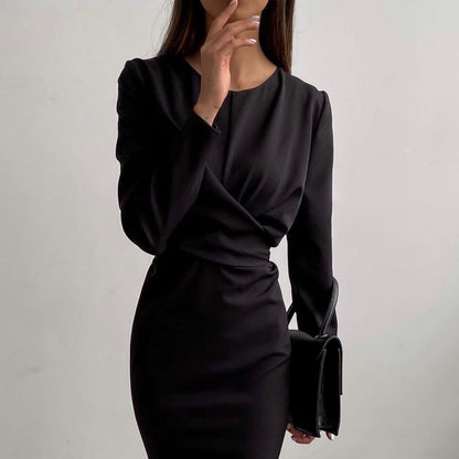 Robe portefeuille ajustée pour femmes avec manches longues et coupe élégante Chic und Stil