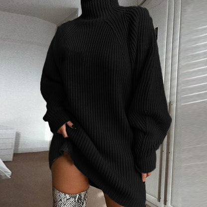Pull-over en tricot pour femmes avec col montant et ourlet asymétrique Chic und Stil