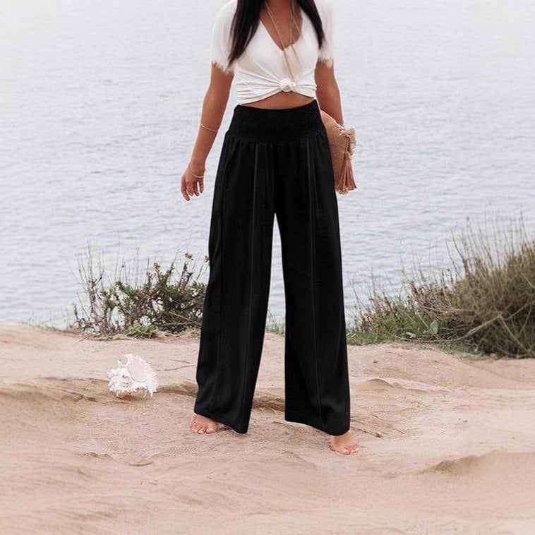 Dames élégant large pantalon Palazzo avec taille élastique Chic und Stil