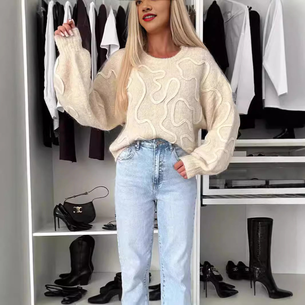 Pull en tricot douillet pour femmes avec motif créatif Chic und Stil