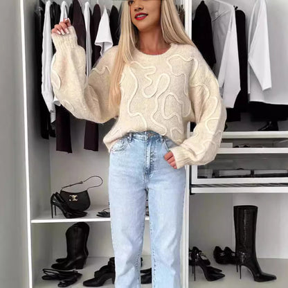 Pull en tricot douillet pour femmes avec motif créatif Chic und Stil