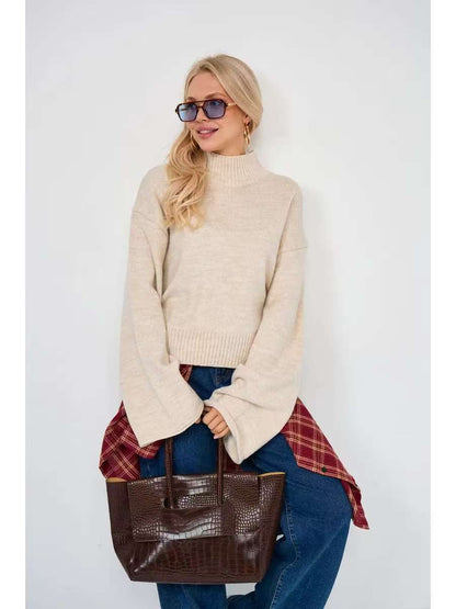 Dames Pull oversized élégant avec coupe ample et col montant Chic und Stil