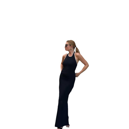Dames Robe Maxi Élégante avec Décolleté en V Profond et Fente Latérale Chic und Stil