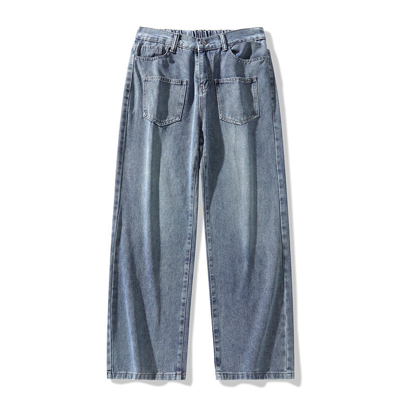 Denim pants for women, wide fit with elastic waistband and modern details Chic and Style