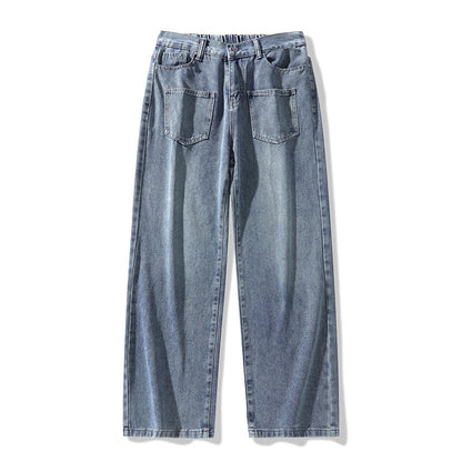 Denim pants for women, wide fit with elastic waistband and modern details Chic and Style