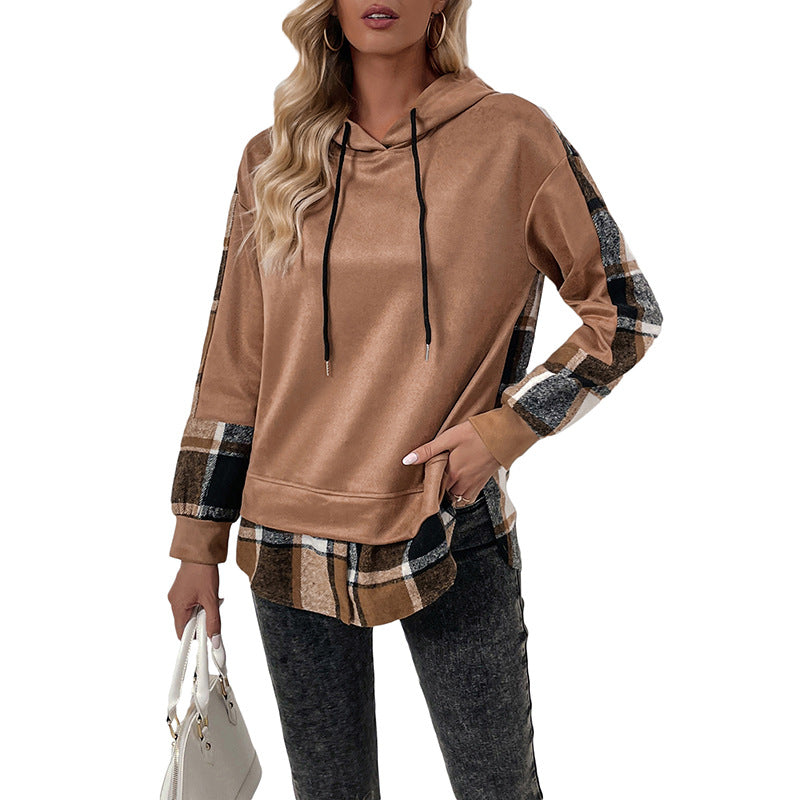 Pull à capuche pour femmes avec des manches à carreaux Chic und Stil