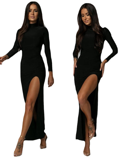 Robe maxi enroulée élégante pour femmes avec un motif léopard moderne et un design fendu haut Chic und Stil