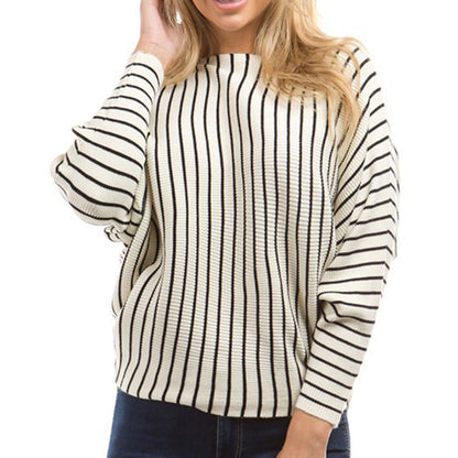 Pull en tricot pour femmes avec design à motifs géométriques et rayures tendance Chic und Still