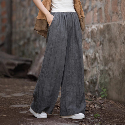 Loose linen pants for women with textured finish Chic und Stil