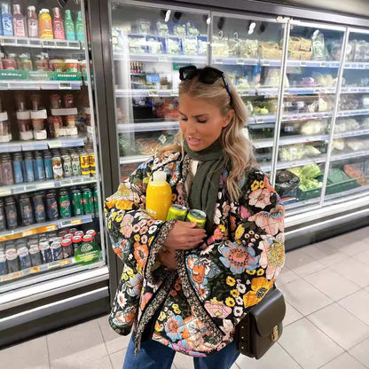 Quilted floral jacket for ladies with luxurious lining Chic and Style