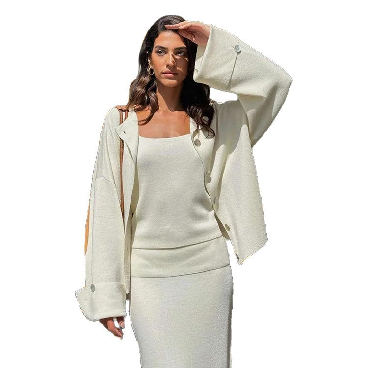 Dames Élégante robe maxi en tricot avec veste assortie Chic und Stil