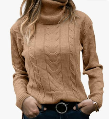 Pull en tricot pour femmes avec col montant et motif en relief à tresses Chic und Stil