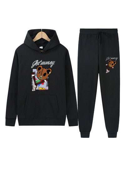 Women's hoodie and jogger pants set with a creative bear pattern Chic and Style