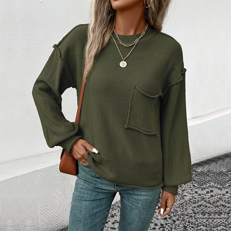 Pull décontracté pour femmes avec application de poche décorative Chic und Stil
