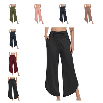 Wide Palazzo Pants for ladies with flexible waist and side slits Chic and Style