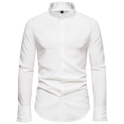 Chemise à manches longues pour hommes avec col montant tendance et détails élégants Chic und Stil