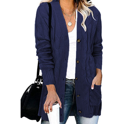 Cardigan en tricot grossier pour femmes avec des détails de boutons et des poches pratiques Chic und Stil