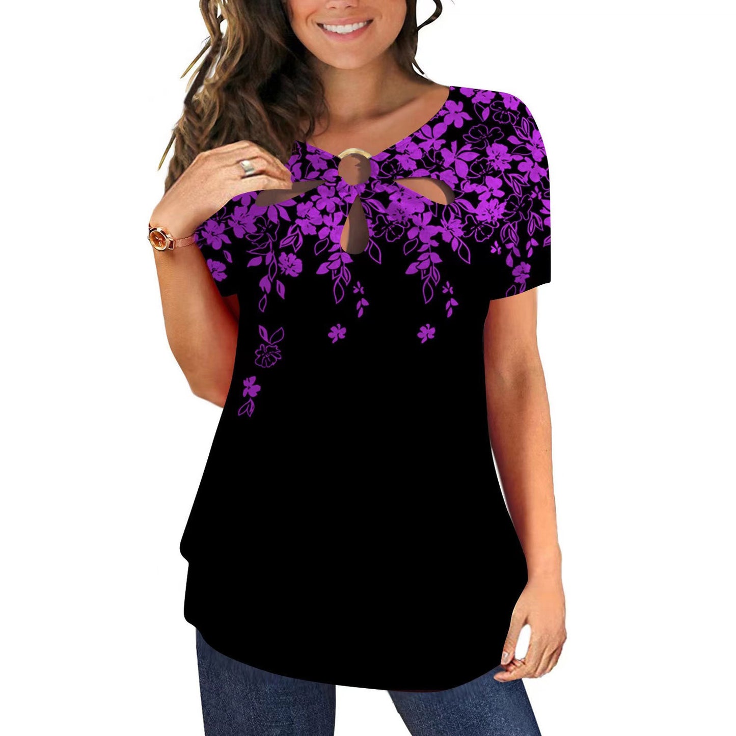 Dames Fleurs Découpe Clé Top Chic und Stil