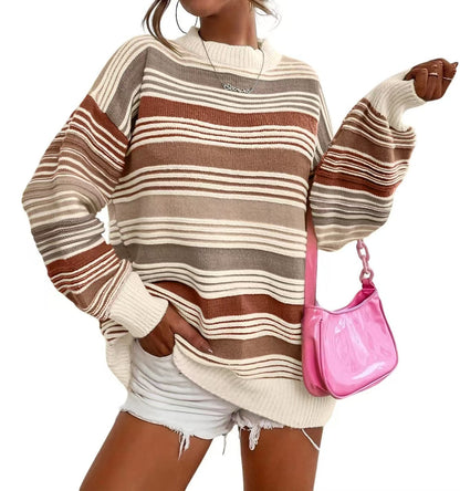 Pull-over oversized rayé pour femmes avec encolure ronde et coupe décontractée Chic und Stil