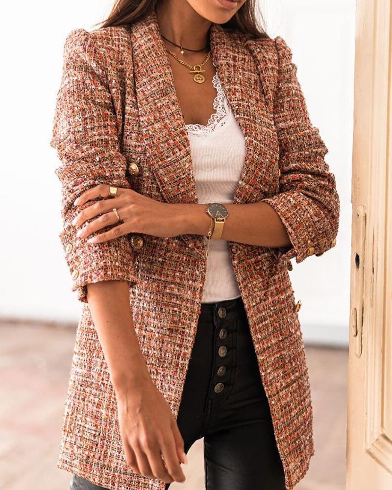 Dames Blazer élégant en tweed à double boutonnage avec épaulettes Chic und Stil