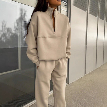 Ladies comfortable polar collar sweater with matching jogging pants Chic and Style