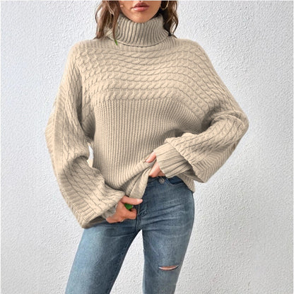 Dames Pull à col roulé confortable avec design texturé Chic und Stil