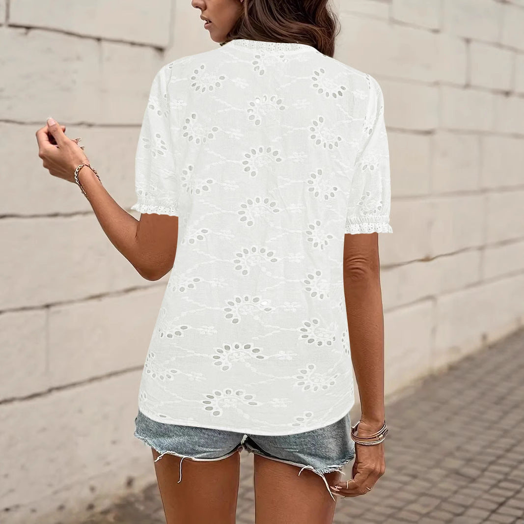 Chemisier en coton brodé Chic und Stil pour femmes