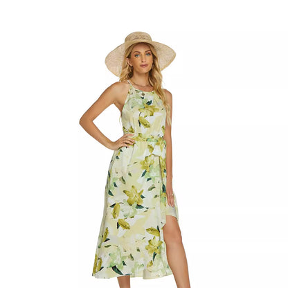 Dames Fleurs Robe Enveloppe Midi Chic und Stil