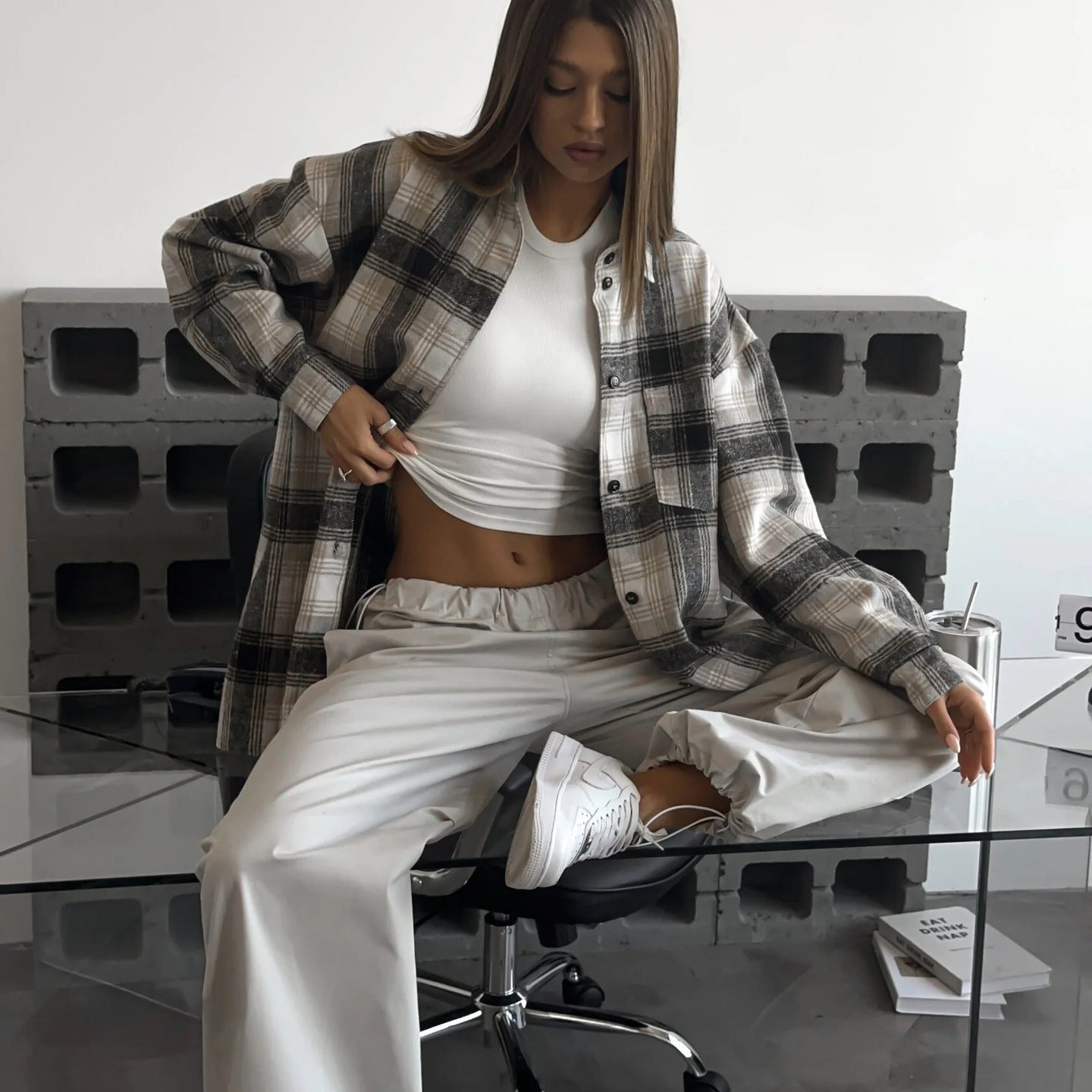 Chic and Style Women's Casual High-Waisted Pants with Elastic Waist