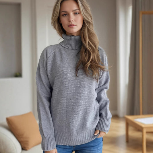 Pull en maille pour femmes avec col montant et motif texturé Chic und Stil