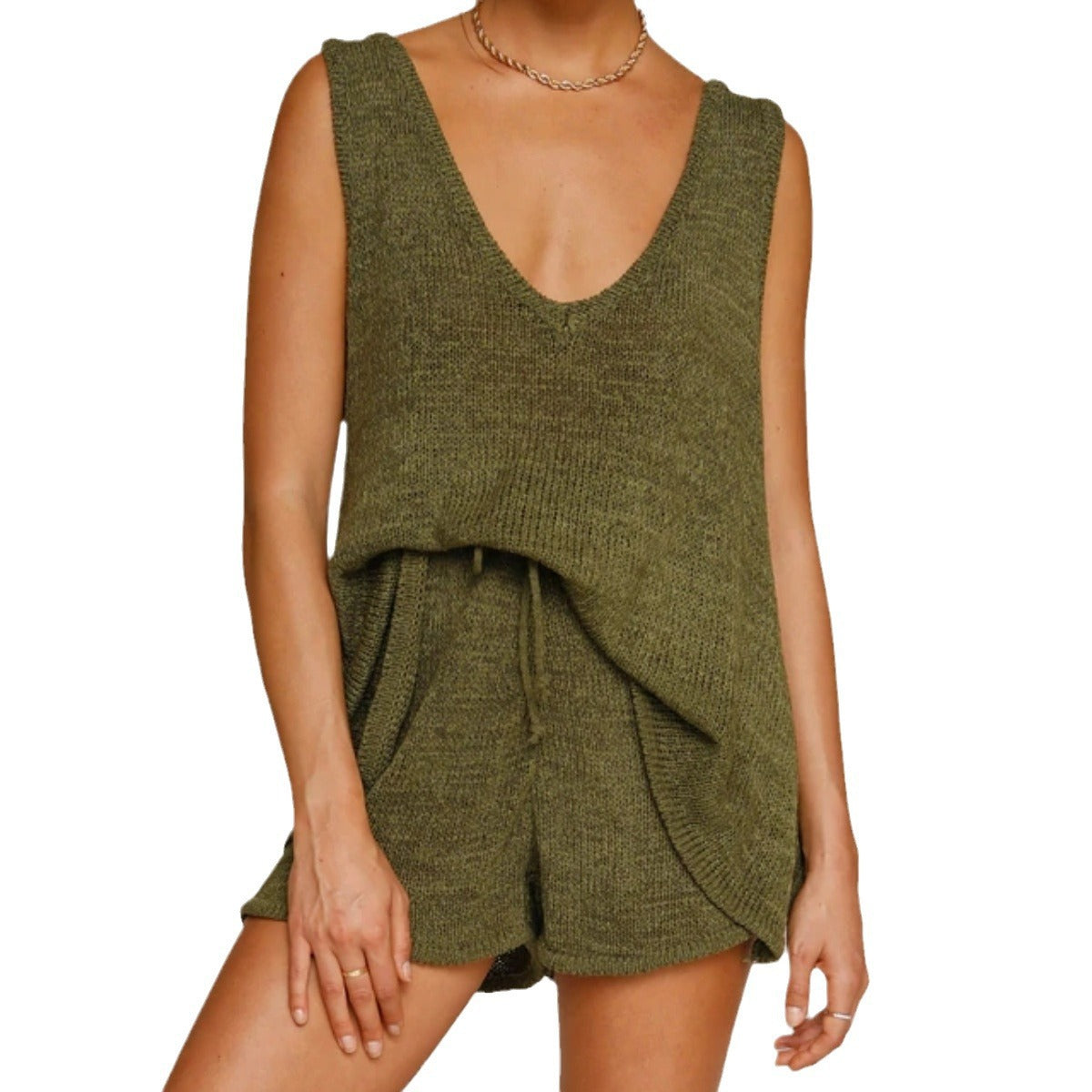Ensemble top en tricot décontracté et shorts pour femmes Chic und Stil