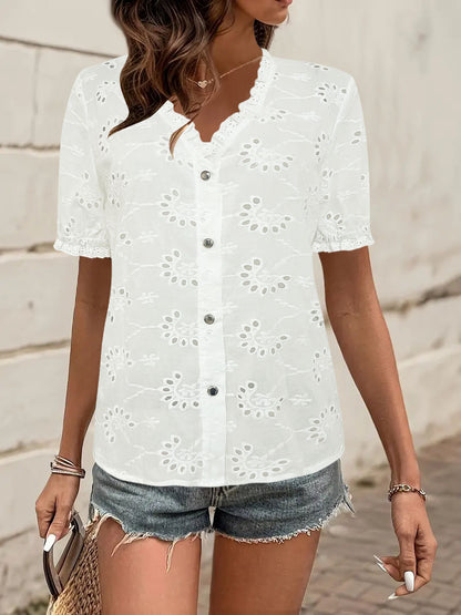 Chemisier en coton brodé Chic und Stil pour femmes