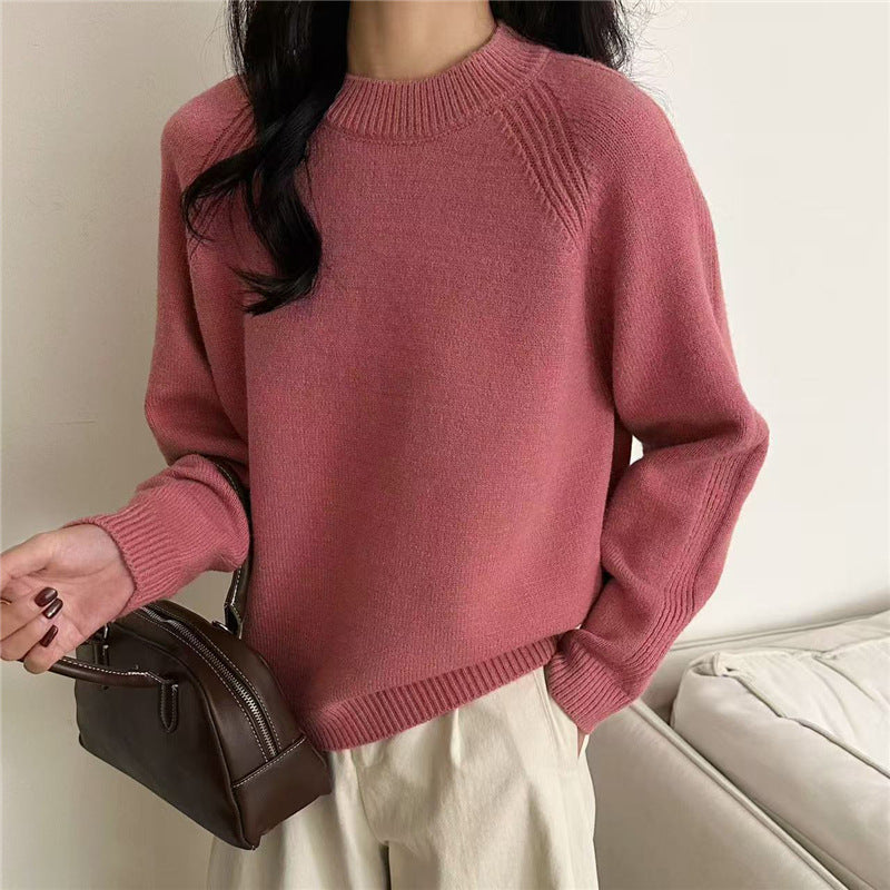 Pull en tricot décontracté pour femmes avec col rond et texture fine Chic und Stil