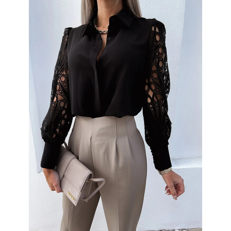 Dames Élégante blouse avec des manches en dentelle romantiques Chic und Stil