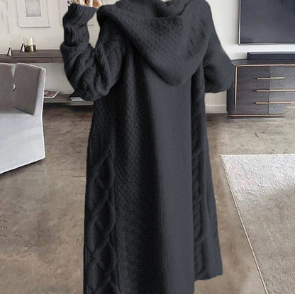 Women's knitted coat with hood and twisted pattern Chic and Style