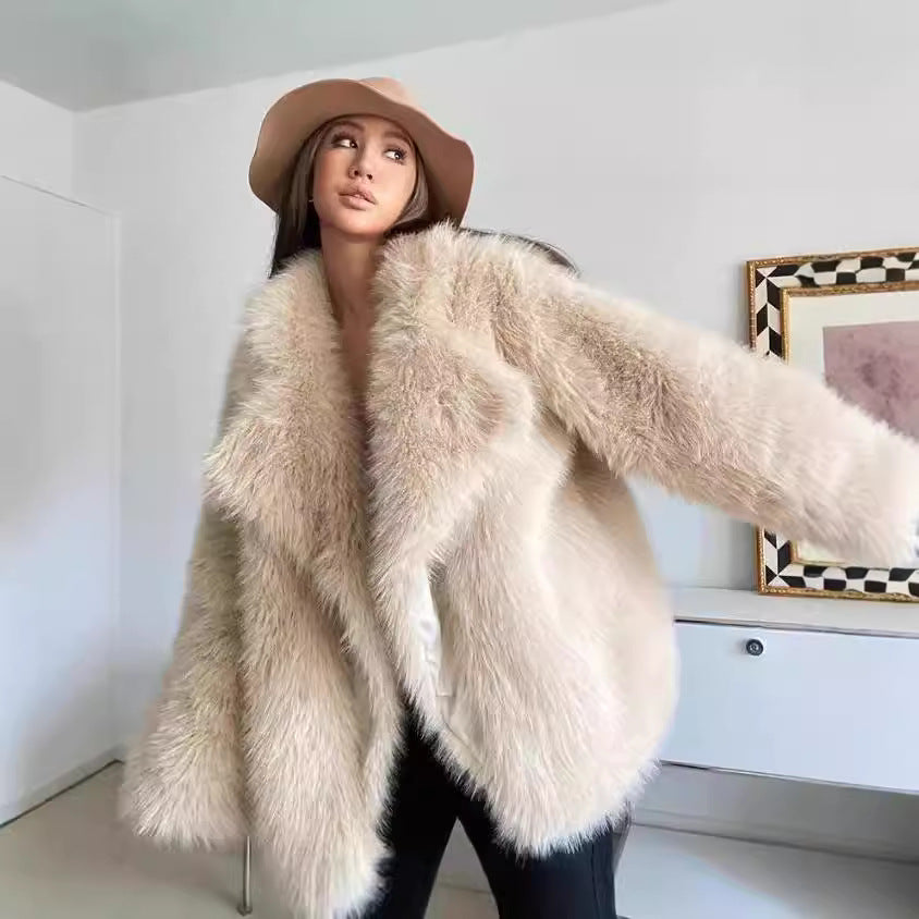 Dames Boucle Veste en fourrure artificielle Chic und Stil