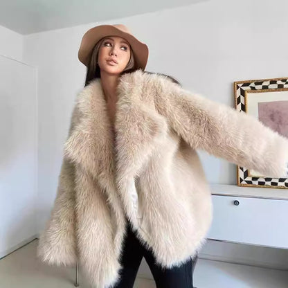 Dames Boucle Veste en fourrure artificielle Chic und Stil