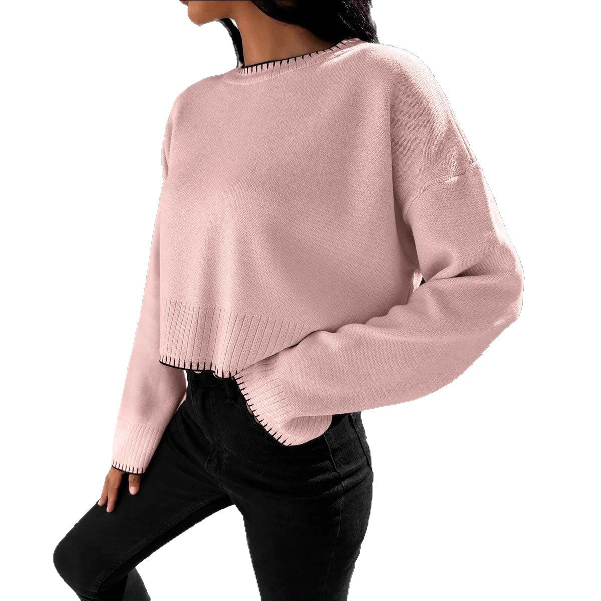 Pull cropped décontracté pour femmes avec tricot fin à côtes Chic und Still
