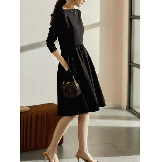 Robe midi A-line pour femme avec manches longues Chic und Stil