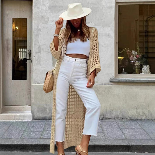 Cardigan en crochet pour femmes avec des mailles aérées et une coupe tendance Chic und Stil