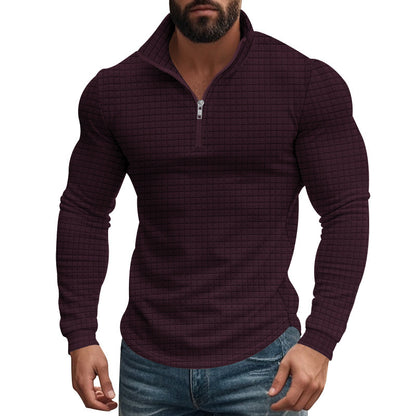 Men's midlayer pullover with high collar and textured design Chic and Style