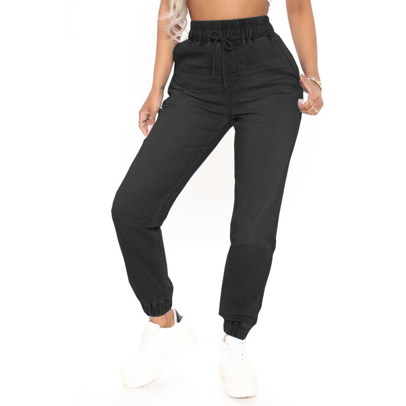 Comfortable women's denim pants with elastic waistband Chic and Style