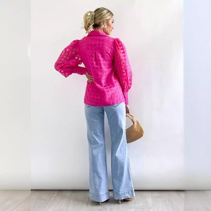 Chemisier pour femmes avec manches bouffantes et motif à carreaux Chic und Stil