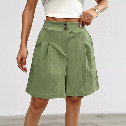 Shorts élégants pour femmes avec fermeture à bouton et design plissé Chic und Stil
