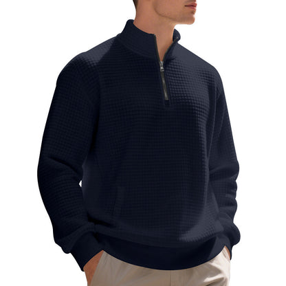 Sporty pullover for men with zipper and textured surface Chic and Style